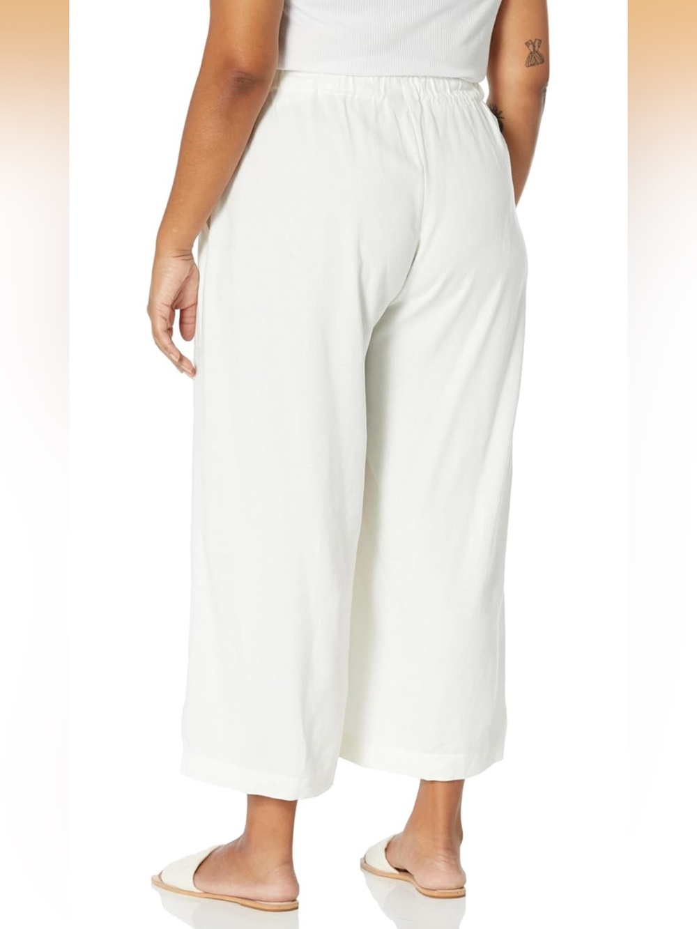 City Chic White Cropped Wide-Leg Pants